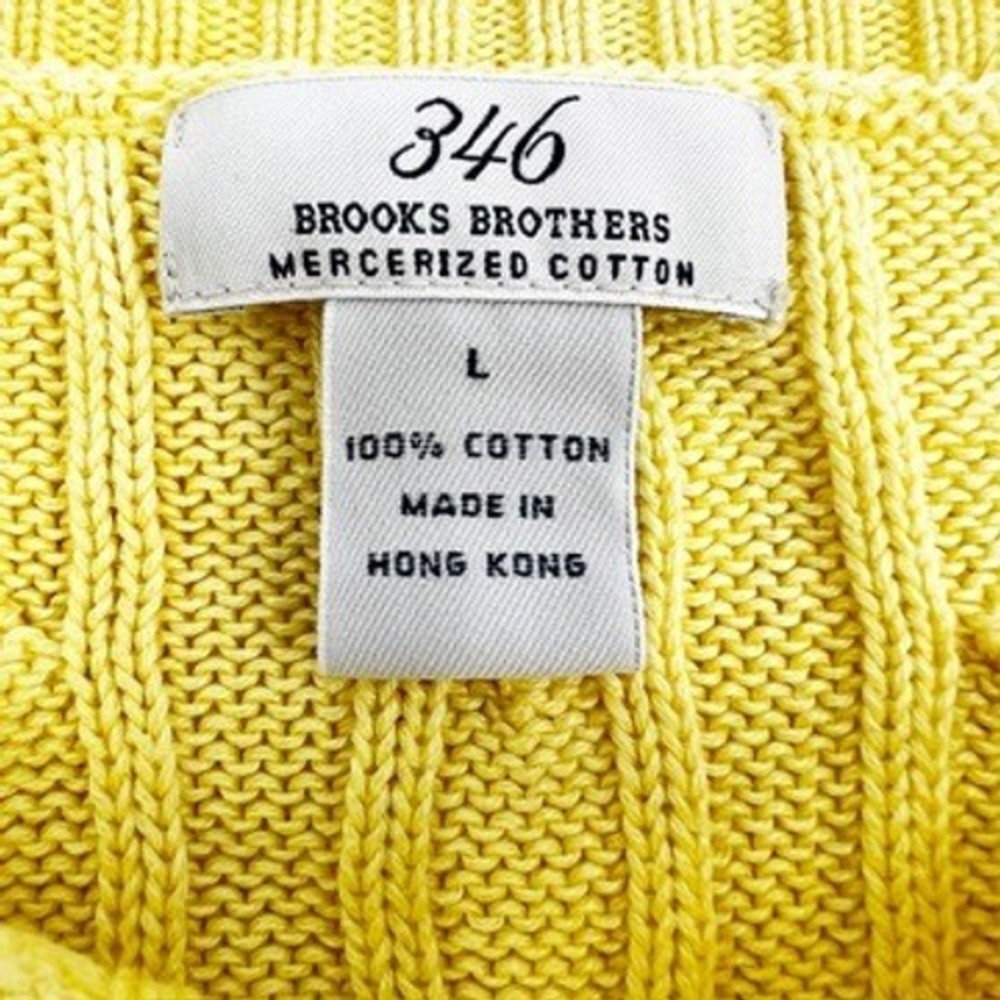 Brooks Brothers 346 Womens Yellow Cable Knit Mercerized Cotton Sweater Large - Picture 4 of 4